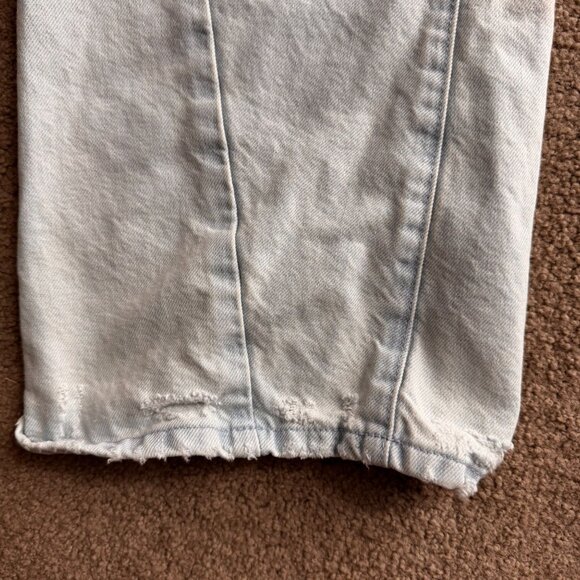 Good American Loose Denim Jeans Womens Size 8 29 Drawstring Light Distressed - Picture 6 of 8